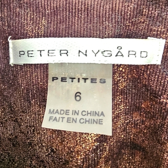 Peter Nygard Metallic Gold Animal Print Corduroy Brown Jacket Women's Size 6P - Picture 4 of 7